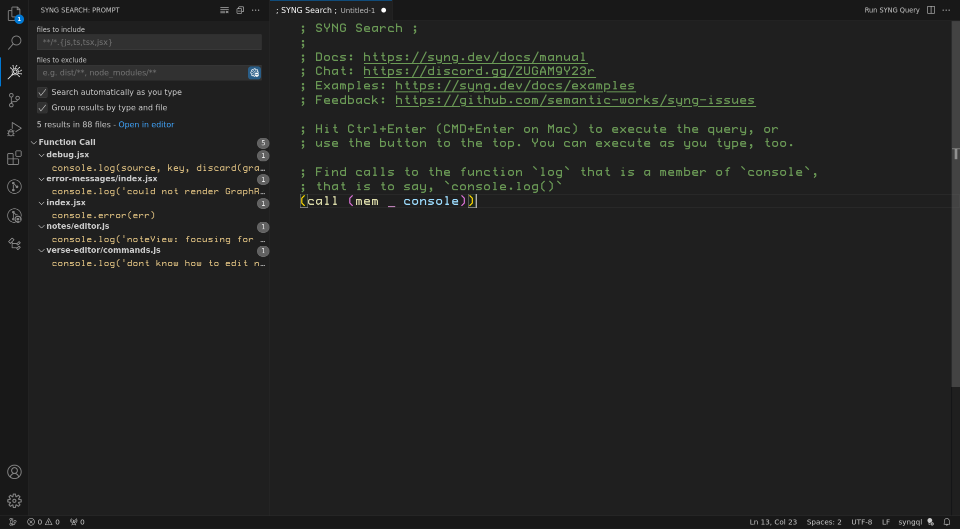 overview of the extension UI
